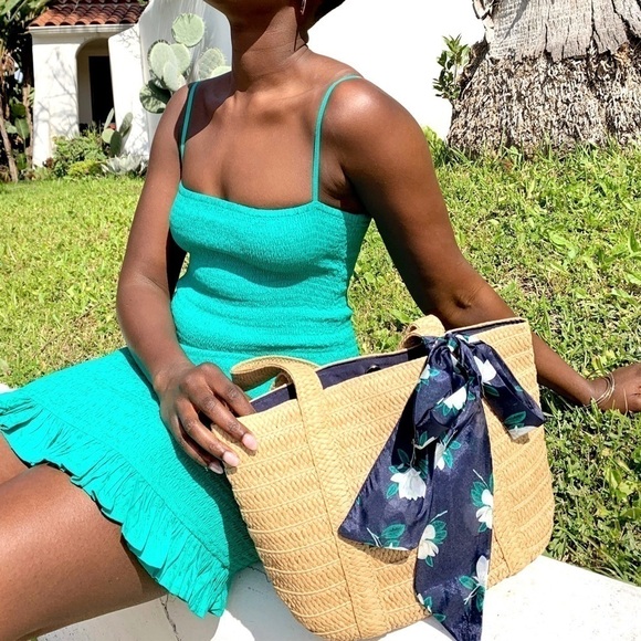 Draper James Straw Bag With Floral Scarf - Picture 11 of 11